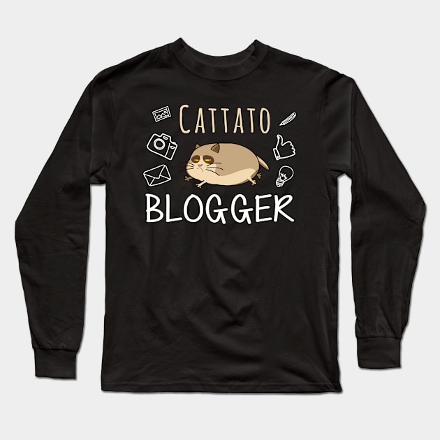 Cat and Blogger - Cattato Blogger Long Sleeve T-Shirt by KC Happy Shop